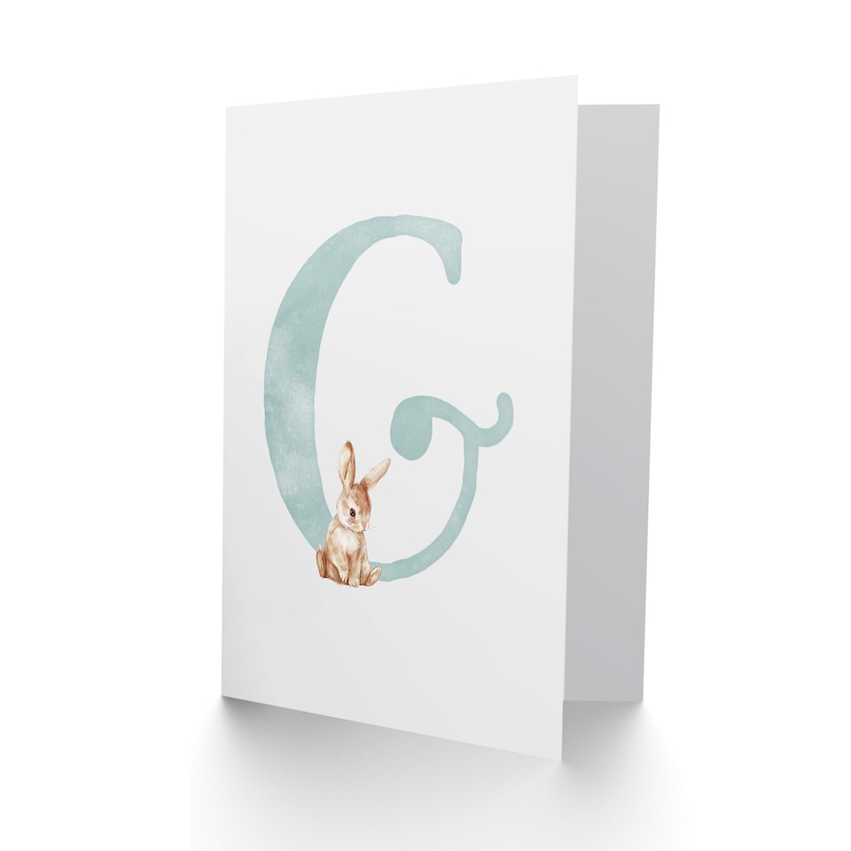 image 1 of Greeting Card Bunny Rabbit Alphabet Letter G New Baby 1st Birthday
