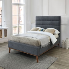 4ft6 Double Dark Grey Soft Velvet Fabric Upholstered Bed Frame Bedstead