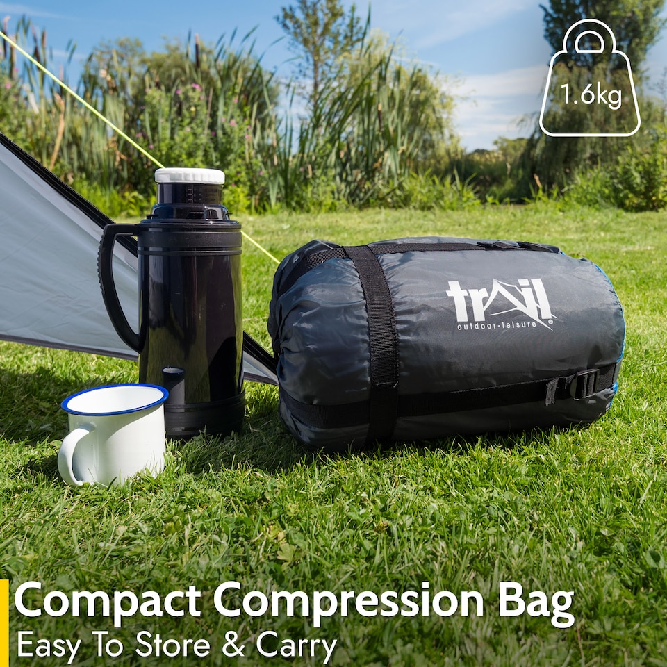 image 1 of Mummy Sleeping Bag 3 Season Waterproof Adult Single Outdoor Camping Trail | Blue | Single | 1