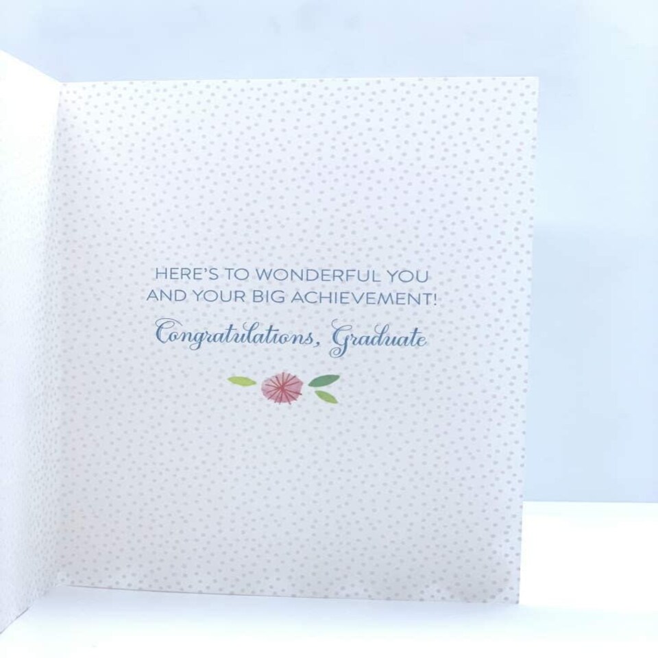 image 1 of Graduation Card Finished with Glitter and Diamantes Girl with Flowers