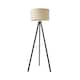 image 1 of ValueLights Barbro Black Tripod Floor Lamp Natural Shade | Cream