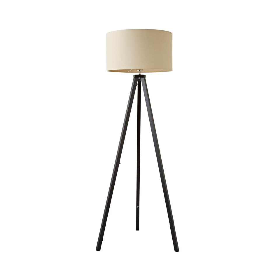 image 1 of ValueLights Barbro Black Tripod Floor Lamp Natural Shade | Cream
