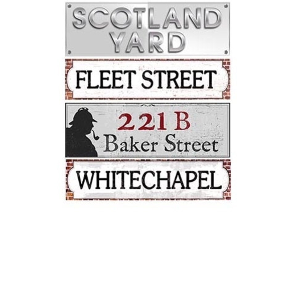 Sherlock Holmes PVC Party Sign Decorations 60cm x 15cm - Pack of 4