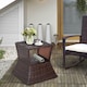 image 2 of Outsunny Rattan Wicker Tea Coffee Table w/ Umbrella Hole Storage Space Brown