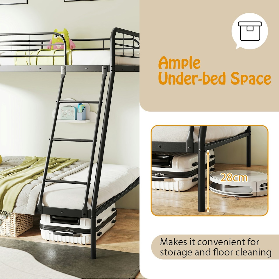image 1 of COSTWAY Metal Bunk Bed with Ladder Safety Guardrail