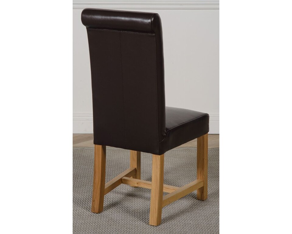 image 1 of Dakota 127 x 82cm Oak Small Dining Table and 4 Washington Leather Chairs | Brown | Brown