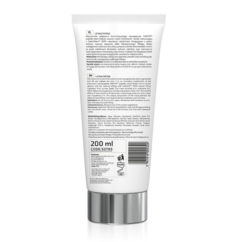 image 1 of Apis Professional Lifting and Tensing Mask with Snap-8 TM Peptide 200ml