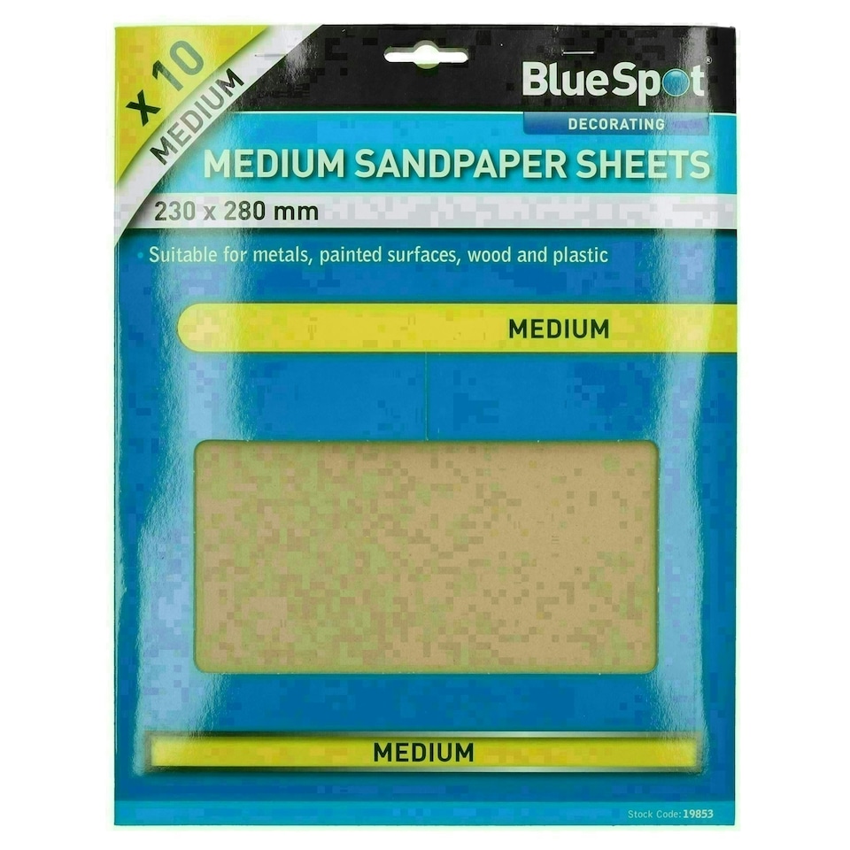 image 1 of 20pc Assorted Sandpaper Sanding Sheets for Metal Wood Plastic Medium 100 Grit