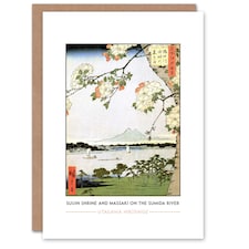 Utagawa Hiroshige Art Card Suijin Shrine And Massaki On Sumida River