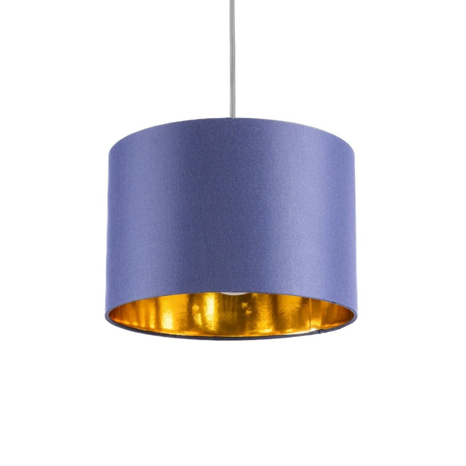 image 1 of CGC LUPO Luxury Navy Blue & Gold Inner Cotton Round Pendant Drum Lamp Shade Blue