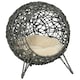 image 6 of PawHut Rattan Elevated Cat House Kitten Bed Pet Furniture w/ Cushion Grey