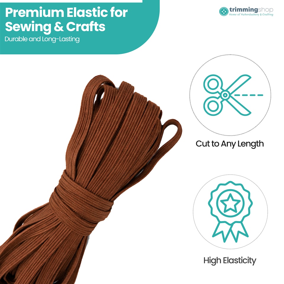 image 1 of 5mm Flat Elastic Band, Soft Durable & Stretchable Material - 25M