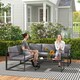 image 7 of Outsunny 3 Piece L Shaped Garden Furniture Set with Cushions, Garden Corner Sofa Set with 3-Seater Sofa, Loveseat and Tempered Glass Top Table for Outdoor, Grey