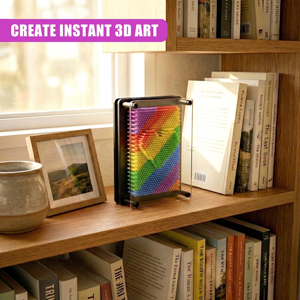 image 1 of The Magic Toy Shop 3D Pin Art Toy Rainbow Sensory Desk Gadget 20x15cm