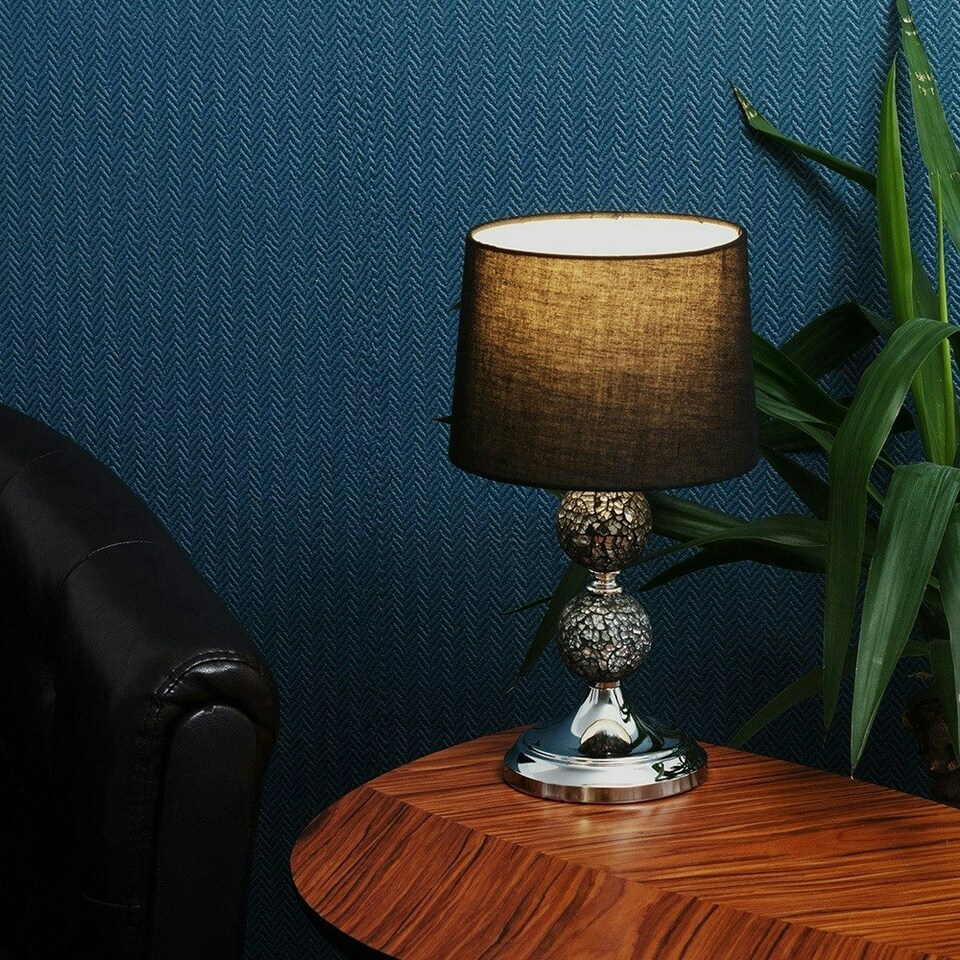 image 1 of ValueLights Harmony Polished Black Table Lamp and E14 Candle LED 4W Warm White 3000K Bulb