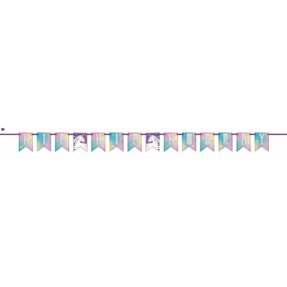 Unique Party Hip Hip Hooray Stars & Unicorn Birthday Banner - Multicoloured - One Size