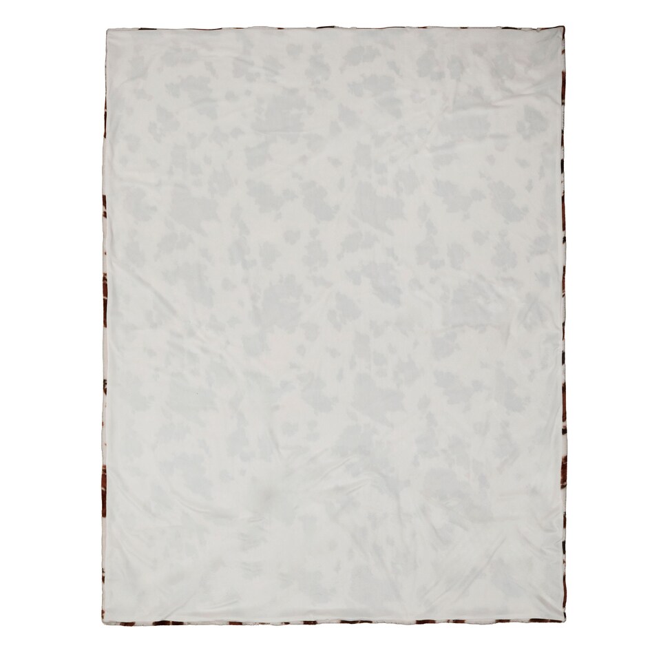 image 1 of Fusion Cow Print Faux Fur Bedspread Natural