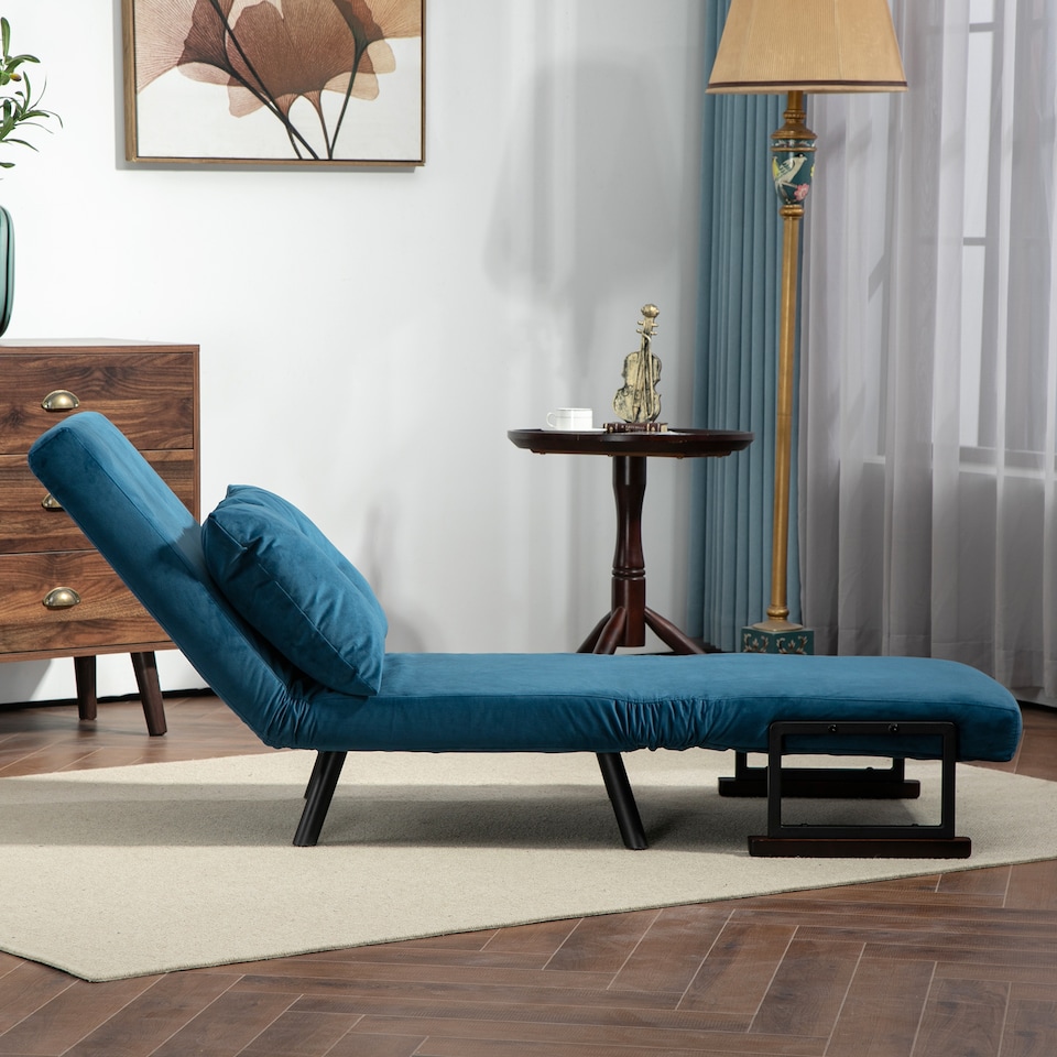 image 1 of HOMCOM Click Clack Single Chair Bed Settee for Living Room, Guest Room, Blue