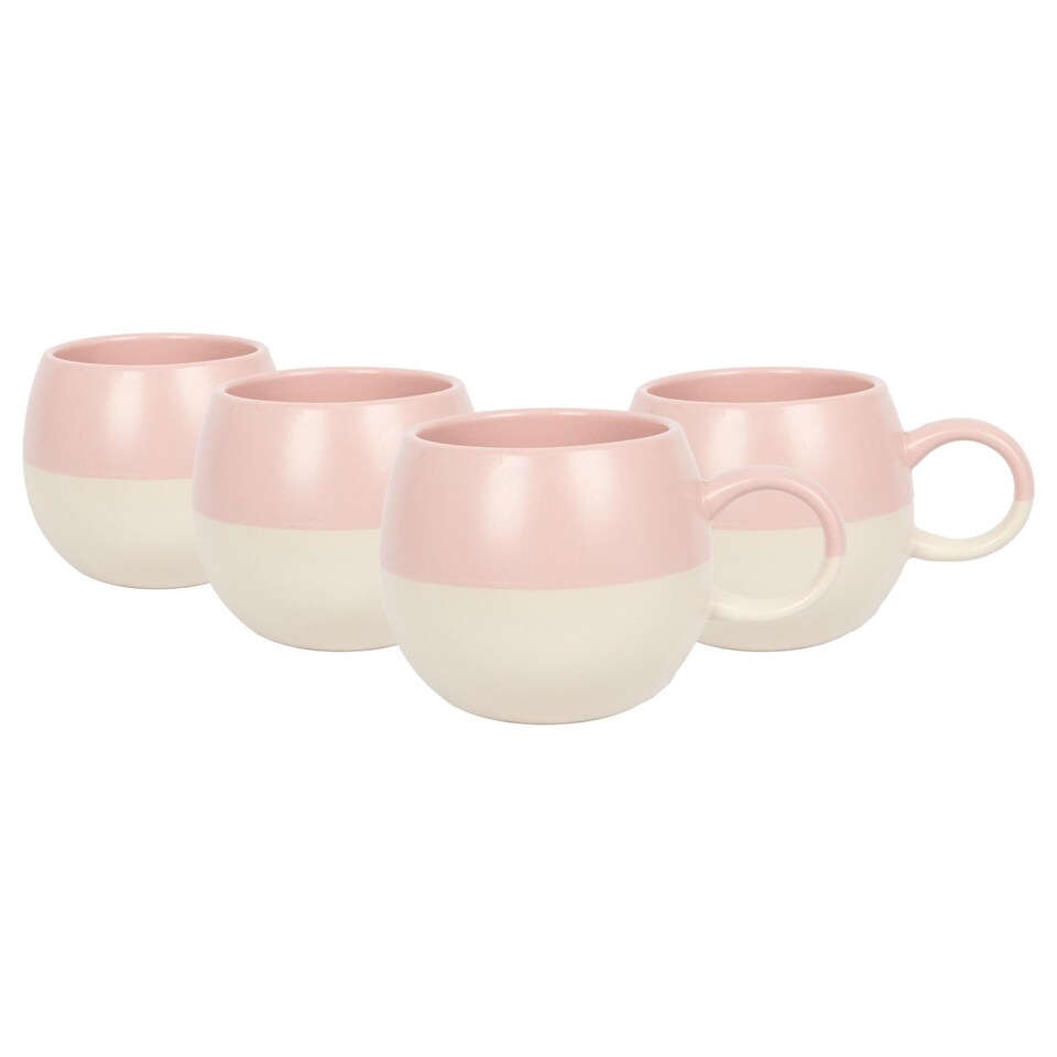 image 1 of Nicola Spring Dipped Stoneware Sphere Mugs - 340ml - Dusty Pink - Pack of 4 | Pink | Dusty Pink