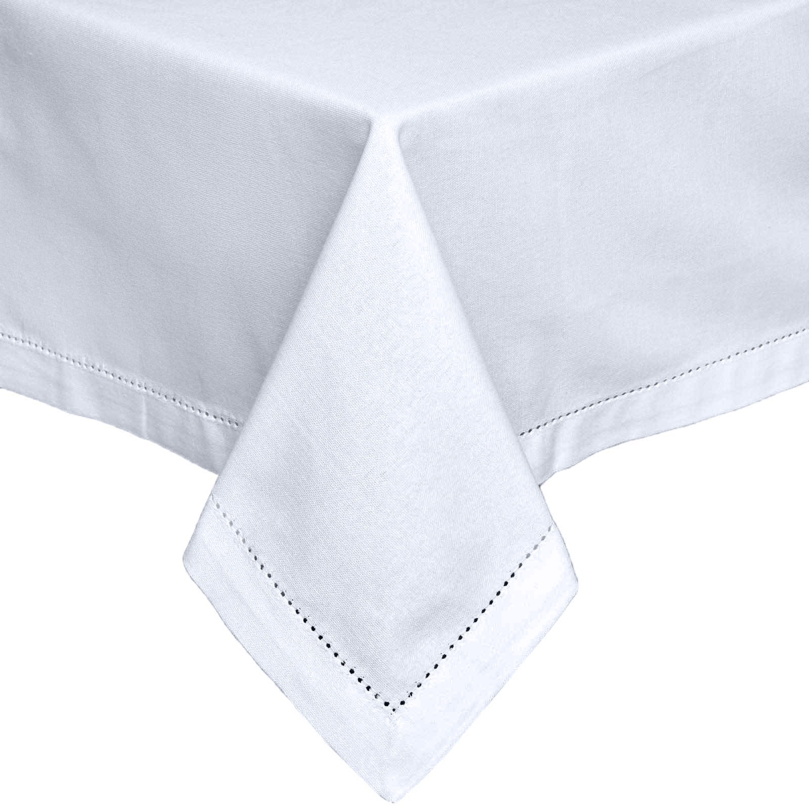 Homescapes Plain Cotton Tablecloth, 137cm x 178cm in White | Size: 137 cm x 178 cm