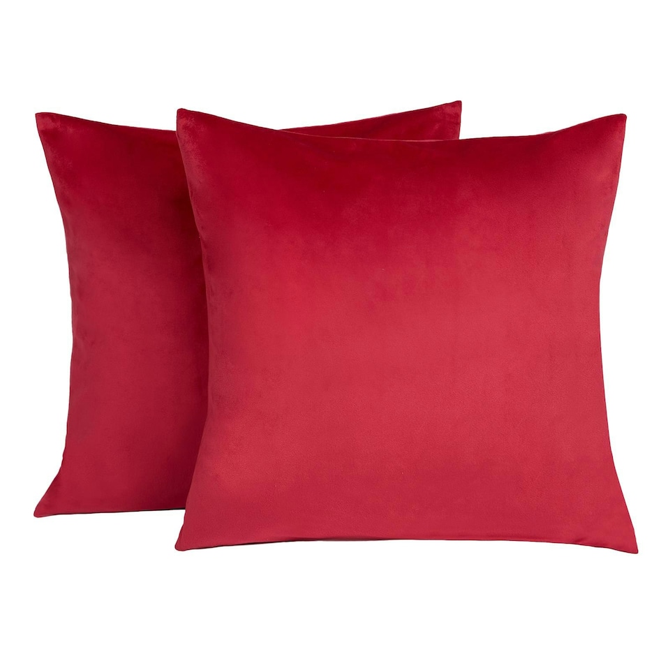image 1 of OHS 2 x Soft Plain Matte Velvet Cushion Covers, 45x45cm - Red