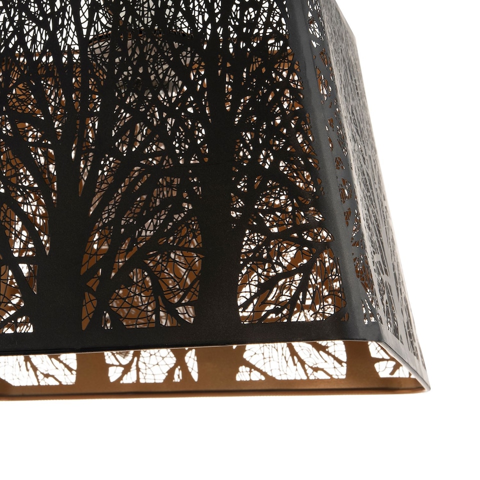 image 1 of Matte Black Tree Forest Pendant Lighting Shade with Satin Gold Inner | Black | Black | 1