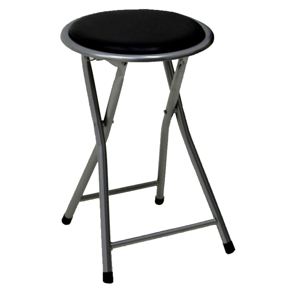 image 1 of Oypla Black Padded Folding Breakfast Kitchen Bar Stool Seat Black