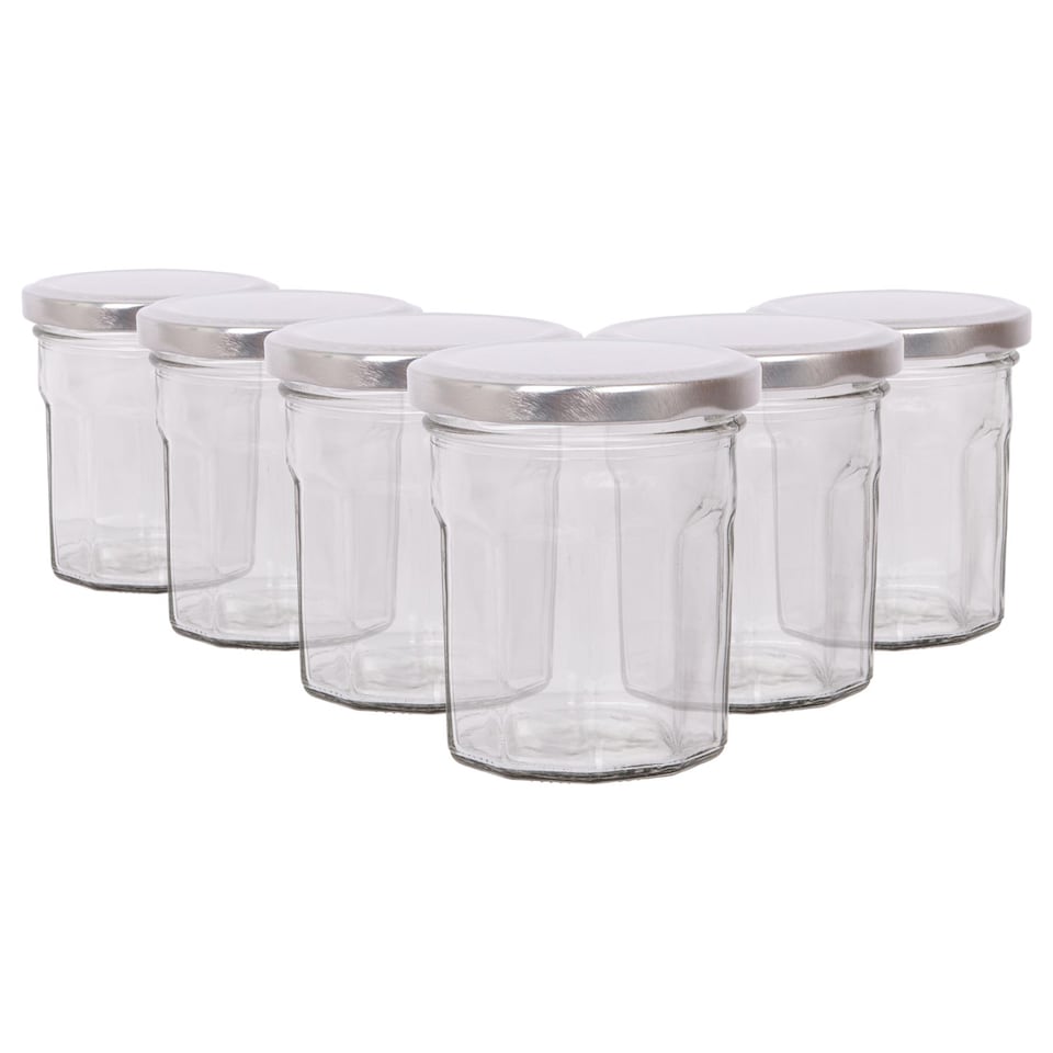 image 1 of Argon Tableware Glass Jam Jars with Lids - 185ml - Pack of 6