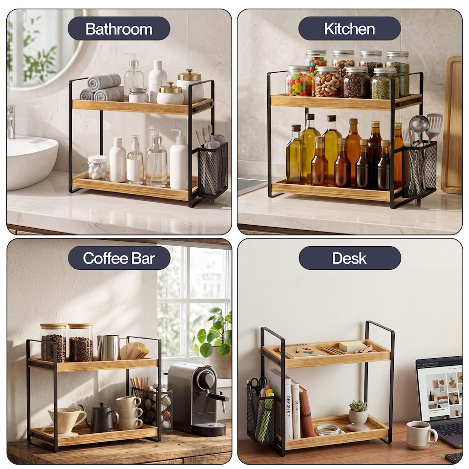 image 1 of Levede Bathroom Organiser Countertop 2 Tier Perfume Skincare Storage Shelf