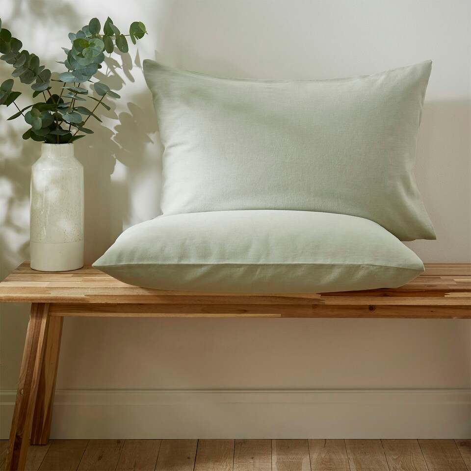 image 1 of Touch Of Linen - Pistachio Green - Pillowcase Pair Green | Pistachio Green