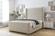 image 2 of Sloomy Devonshire Cream Plush Bed Frame With Mattress With 50"  Upholstered Wingback Headboard 6' Super King