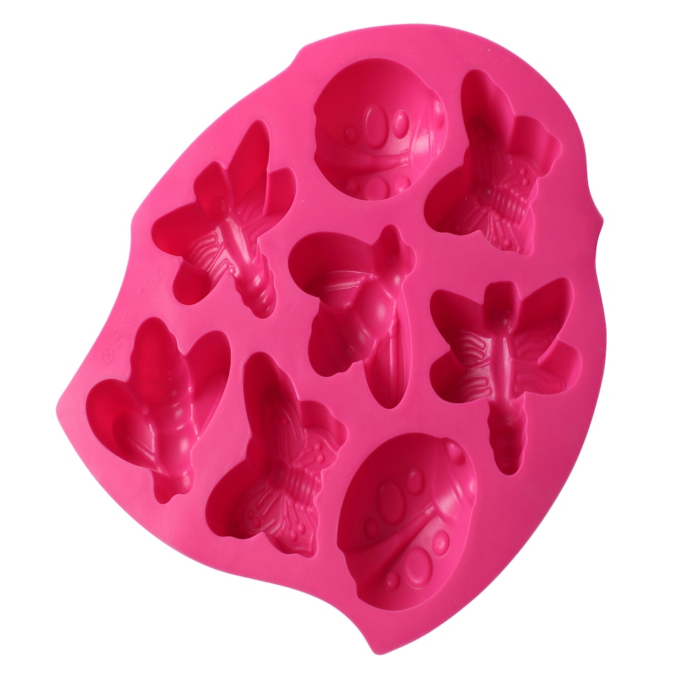 Interiors By Premier Durable Silicone Cake Mould 8 Tropical Insect Design Peony, Heat Resistant Silicone Mould For Baking Pink