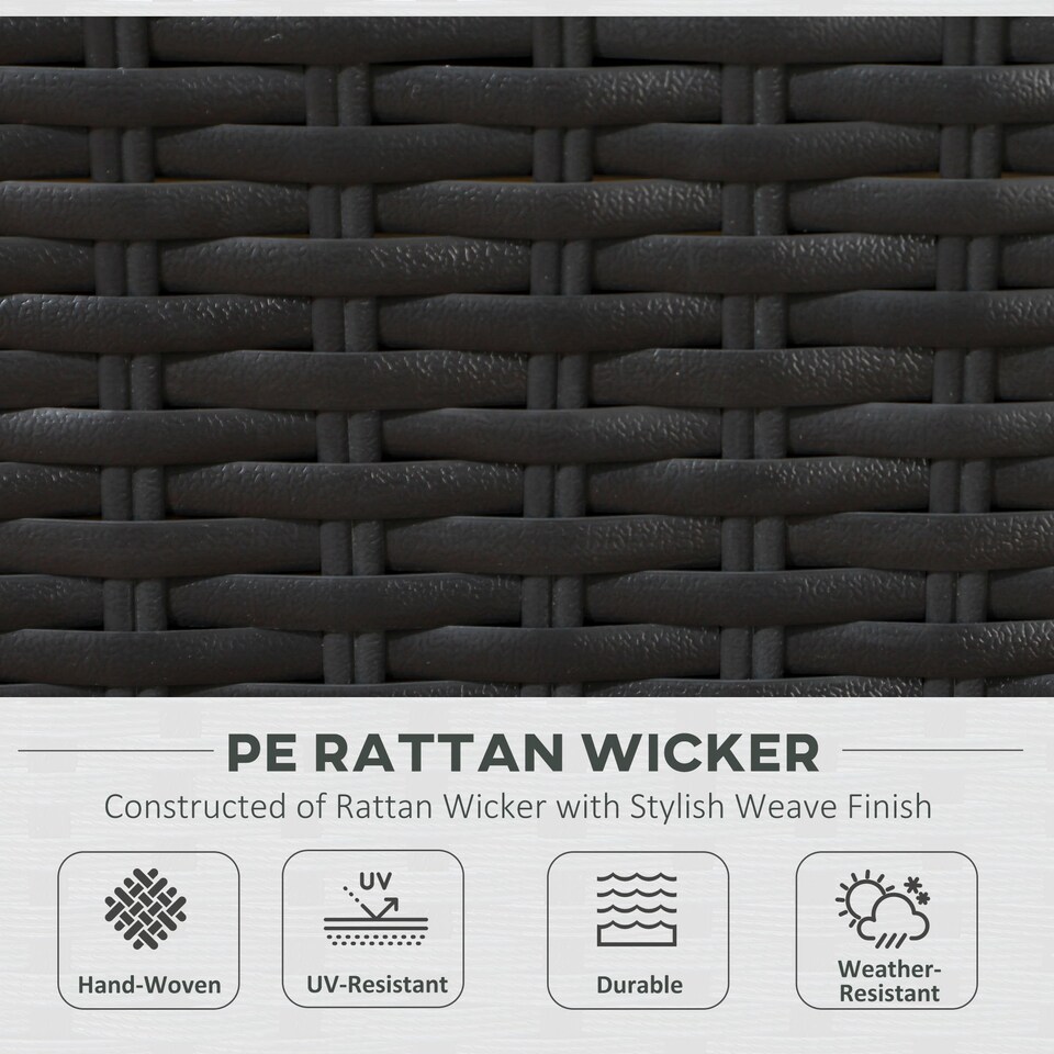 image 1 of Outsunny 7 Pieces PE Rattan Garden Furniture Set with Thick Padded Cushion, Patio Garden Corner Sofa Sets with Glass Coffee Table and Pillows, Buckle Structure, Black