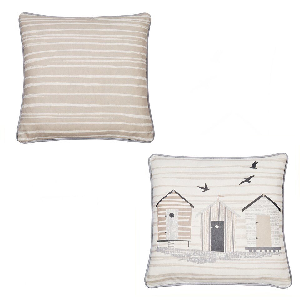 image 1 of Fusion Beach Huts Outdoor Cushion Cover Natural