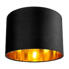 Contemporary Black Cotton 10 Inch Table-Pendant Lamp Shade with Shiny Golden Inner | Black