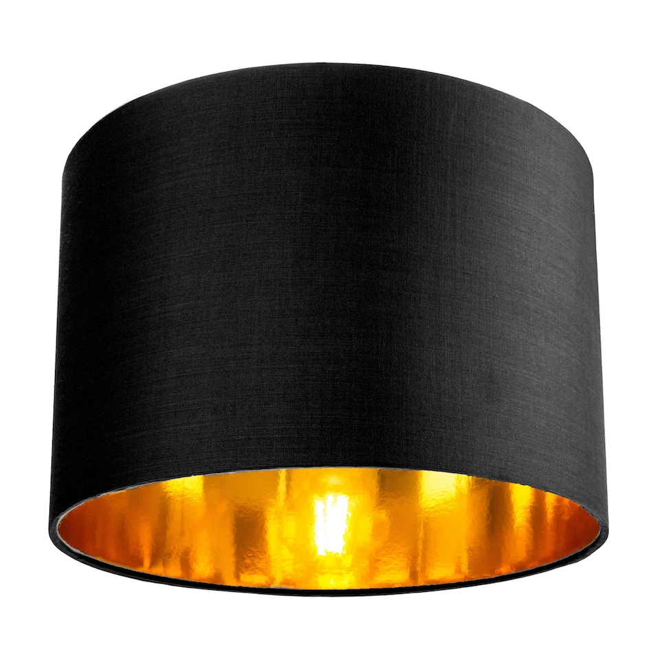 image 1 of Contemporary Black Cotton 10 Inch Table-Pendant Lamp Shade with Shiny Golden Inner | Black
