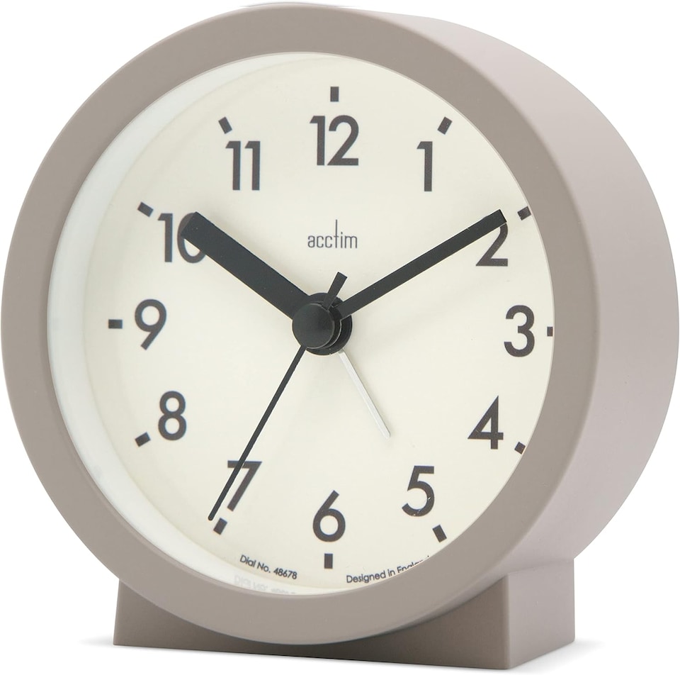 image 1 of Acctim Gaby Small Analogue Contemporary Bedside Alarm Clock | Brown | Mocha