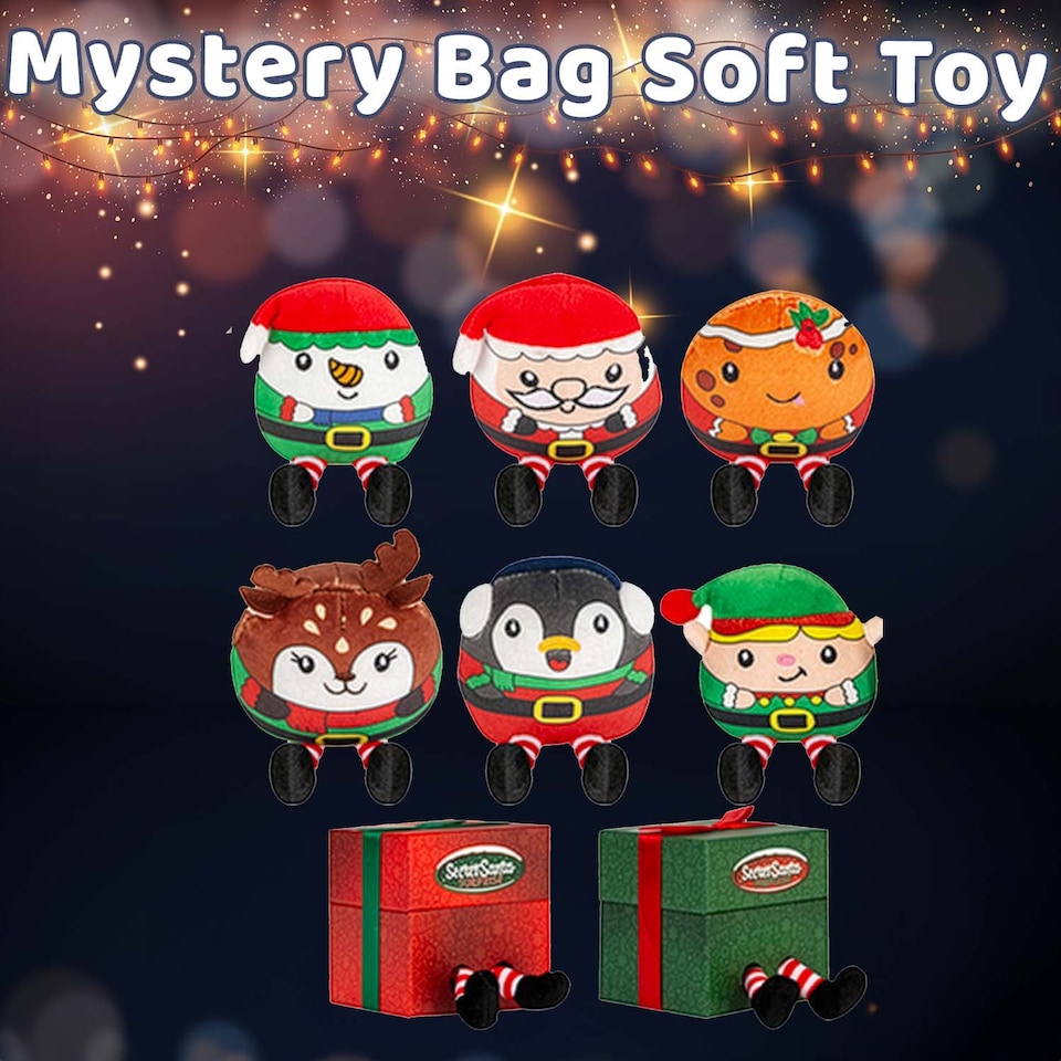 image 1 of PMS Christmas Soft Toy Mystery Bag Plush Gift 9cm x 9cm Multicolour - 1 Pack