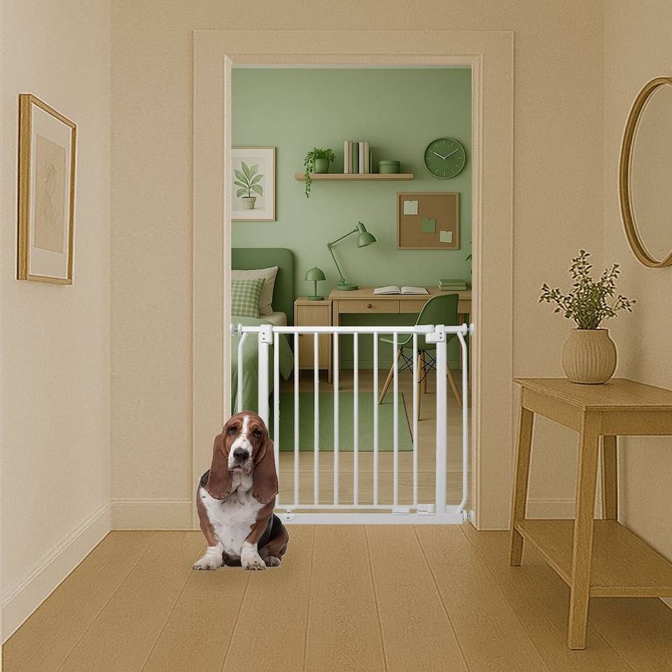 image 1 of Bettacare Elite Pressure Dog Gate, 225cm - 234cm, Matt White, Pressure Fit Pet Gate for Dog and Puppy | White