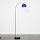 image 1 of ValueLights Designer Style Black Stem Floor Lamp With Navy Blue Arco Style Metal Dome Light Shade With LED GLS Bulb in Warm White