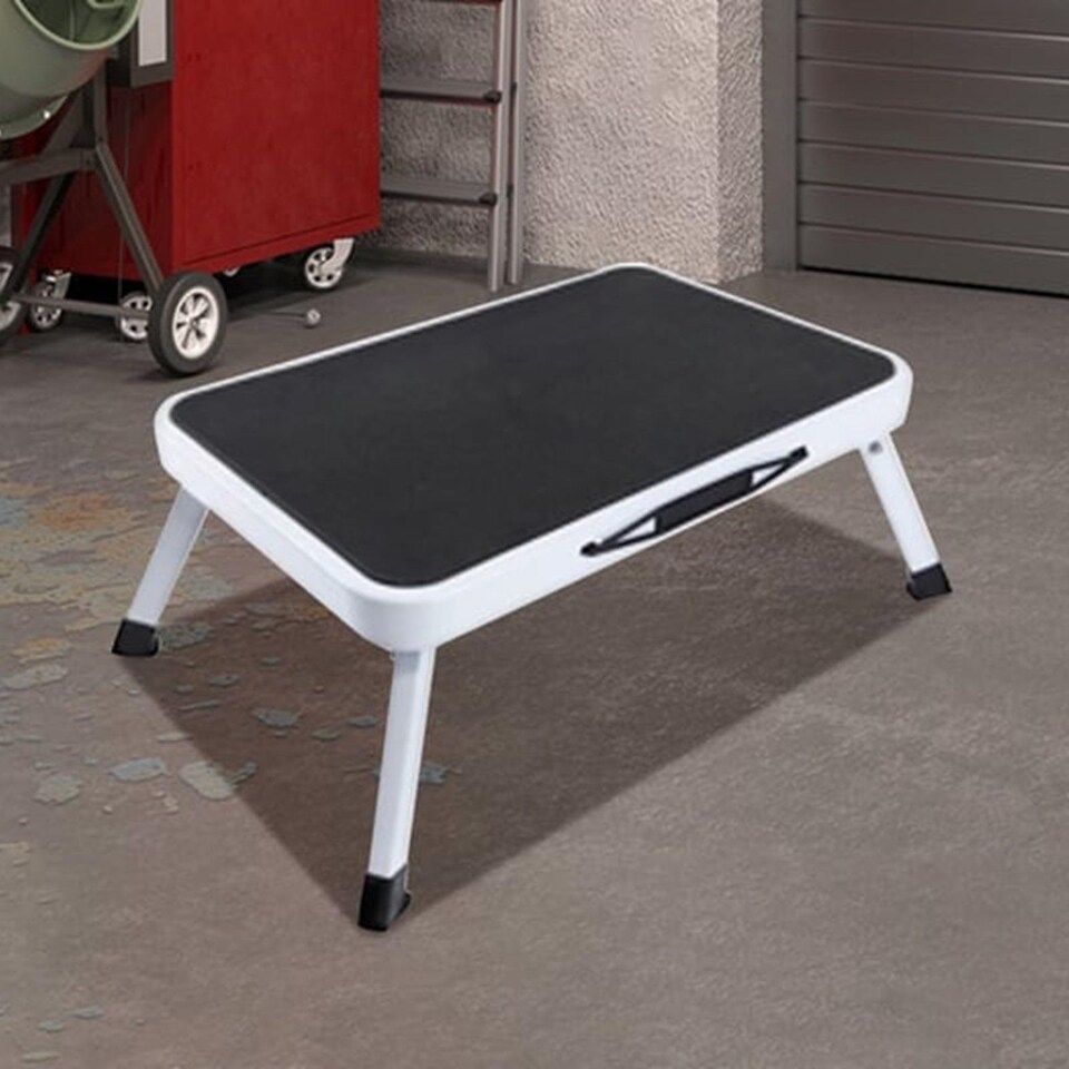 image 1 of Gr8 Home Single Step Folding Caravan Stool Steel Non Slip Mat Ladder Van Motorhome Camper
