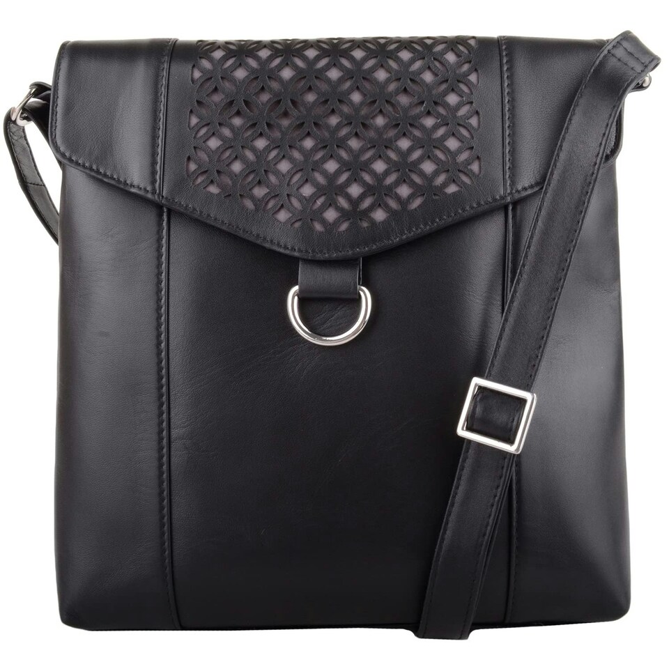 image 1 of Leather Magnetic Fastening Adjustable Strap Cross Body Shoulder Bag Blue | Slate/Blue