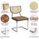 image 4 of Yaheetech Mid-Century Modern Dining Chairs with Mesh Rattan Back, Set of 2 Brown | Retro Brown
