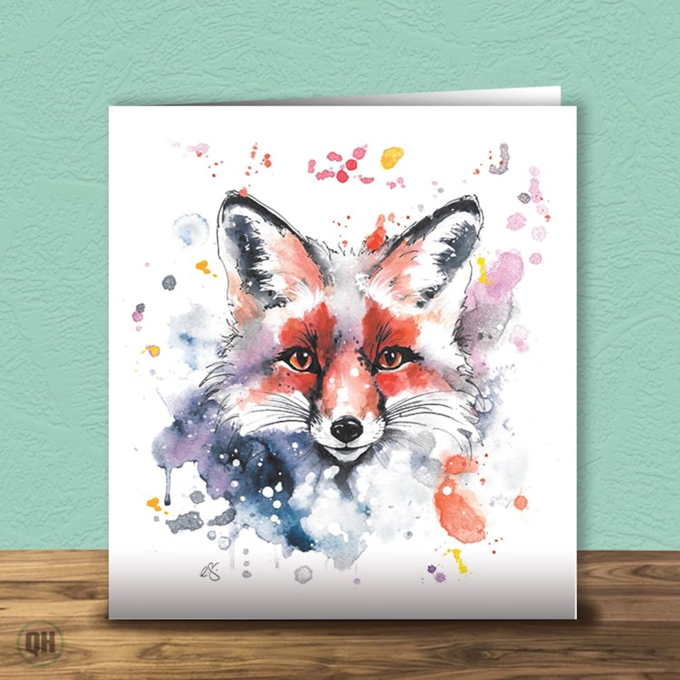 image 1 of Fox Watercolour Greeting Card By Elizabeth Grant
