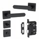 image 1 of Golden Grace Modern Lima Design Premium Bathroom Door Handles on Square Rose in Matt Black Finish Black