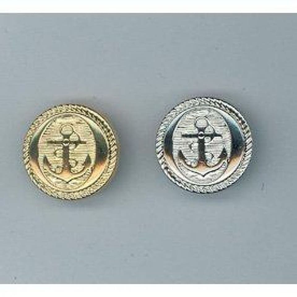 Minerva Silver Round Anchor Metal Buttons for Dressmaking - 15mm - per value pack of 100
