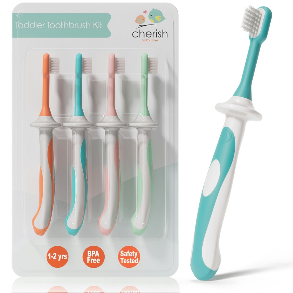 image 1 of Toddler Toothbrush (4 Pack) | Pastel