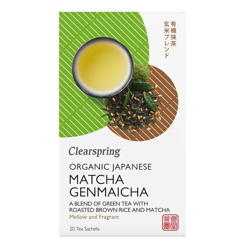 Organic Japanese Matcha Genmaicha 20 Tea Sachets (Clearspring)