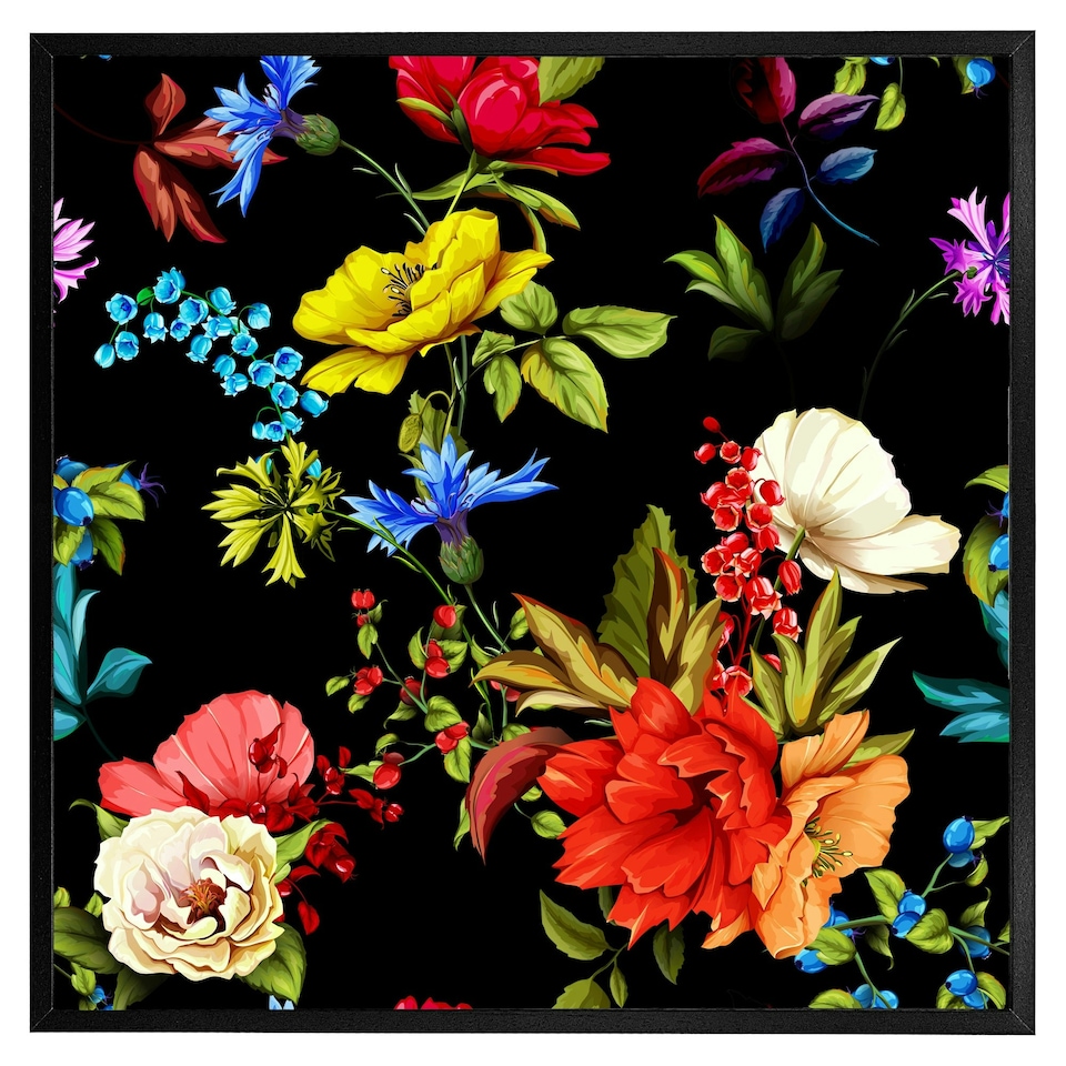 image 1 of Bright vibrant flowers (Picture Frame) Brown | Oak | XL