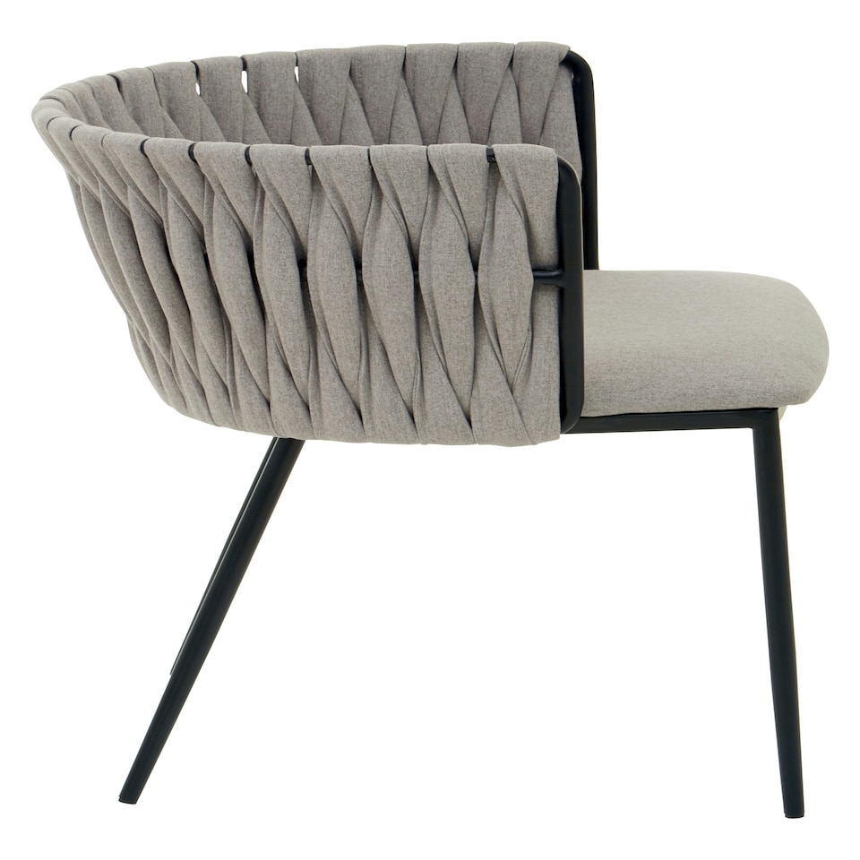 image 1 of Interiors by Premier Grey Dining Chair with Woven Back, Classic Dining Room Chair with Braided Pattern, Fabric Dining Chair Grey